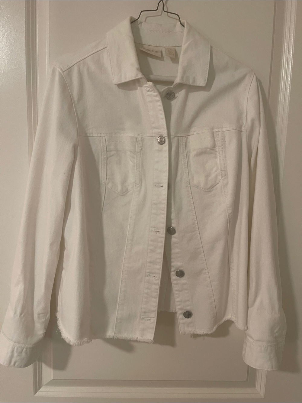 Chico's White Denim Jean Jacket - Button-Front